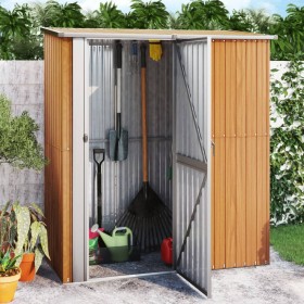 Cobertizo jardín acero galvanizado look madera 180,5x97x209,5cm