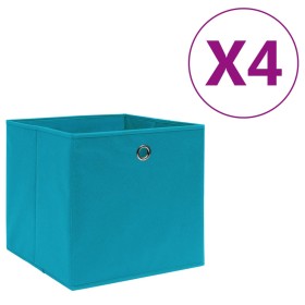 Cajas de almacenaje 4 uds tela no tejida azul bebé 28x28x28 cm