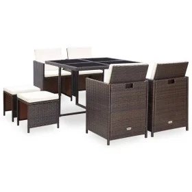 9-piece garden dining set and brown synthetic rattan cushions by vidaXL, Garden sets - Ref: Foro24-42526, Price: 476,58 €, Di...