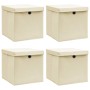 Aufbewahrungsboxen mit Deckel 4 Stück cremefarbener Stoff 32x32x32 cm von vidaXL, Aufbewahrungskörbe - Ref: Foro24-288358, Pr...