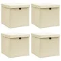 Storage boxes with lids 4 pcs cream fabric 32x32x32 cm by vidaXL, Storage baskets - Ref: Foro24-288358, Price: 31,68 €, Disco...