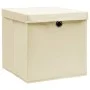 Storage boxes with lids 4 pcs cream fabric 32x32x32 cm by vidaXL, Storage baskets - Ref: Foro24-288358, Price: 31,68 €, Disco...