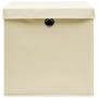 Aufbewahrungsboxen mit Deckel 4 Stück cremefarbener Stoff 32x32x32 cm von vidaXL, Aufbewahrungskörbe - Ref: Foro24-288358, Pr...