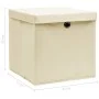 Storage boxes with lids 4 pcs cream fabric 32x32x32 cm by vidaXL, Storage baskets - Ref: Foro24-288358, Price: 31,68 €, Disco...