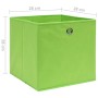 Cajas de almacenaje 4 uds tela no tejida verde 28x28x28 cm