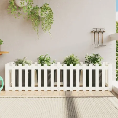 Hochbeet mit Zirbenholzzaun weiß 200x50x50cm von vidaXL, Töpfe und Pflanzgefäße - Ref: Foro24-832508, Preis: 64,64 €, Rabatt: %