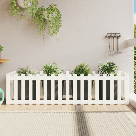 Hochbeet mit Zirbenholzzaun weiß 200x50x50cm von vidaXL, Töpfe und Pflanzgefäße - Ref: Foro24-832508, Preis: 65,23 €, Rabatt: %