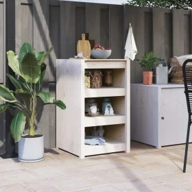 Massives Kiefernholz Outdoor-Küchenmöbel weiß 55x55x92 cm von vidaXL, Küchenschränke - Ref: Foro24-832342, Preis: 108,56 €, R...