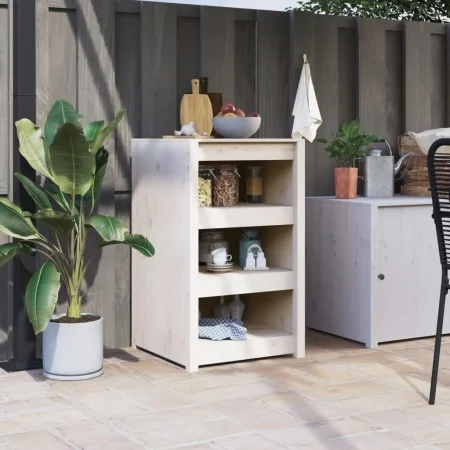 Massives Kiefernholz Outdoor-Küchenmöbel weiß 55x55x92 cm von vidaXL, Küchenschränke - Ref: Foro24-832342, Preis: 108,56 €, R...