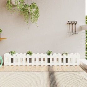 Hochbeet mit Zirbenholzzaun weiß 200x30x30cm von vidaXL, Töpfe und Pflanzgefäße - Ref: Foro24-832503, Preis: 50,09 €, Rabatt: %