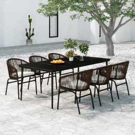 Juego de comedor de jardín 7 piezas marrón en Conjuntos de jardín | Comprar online en Foro24