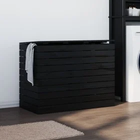 Wäschekorb Kiefernholz massiv schwarz 88,5x44x66 cm von vidaXL, Wäschekörbe - Ref: Foro24-833331, Preis: 162,21 €, Rabatt: %