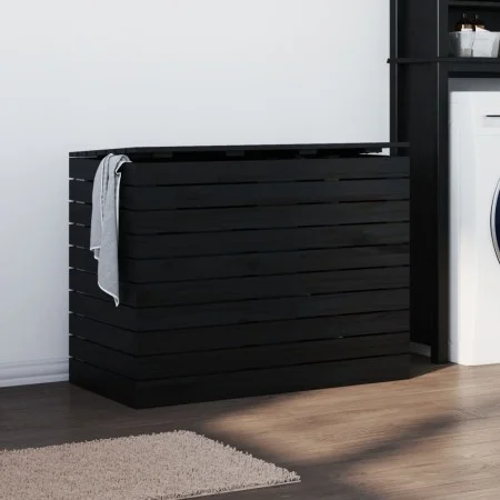 Cesto para la ropa sucia madera maciza pino negro 88,5x44x66 cm de vidaXL, Cestas para ropa - Ref: Foro24-833331, Precio: 161...