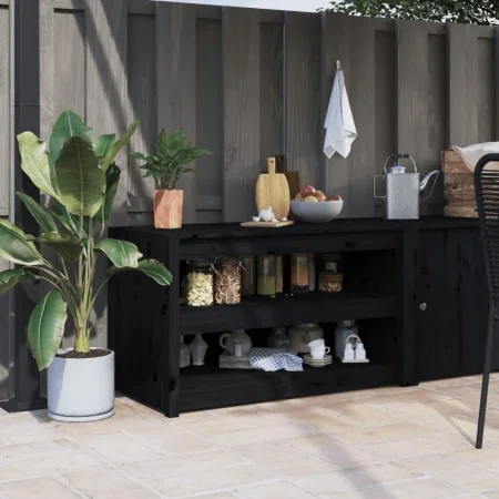 Outdoor-Küchenmöbel aus massivem Kiefernholz schwarz 106x55x64 cm von vidaXL, Küchenschränke - Ref: Foro24-832335, Preis: 149...