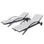 Sonnenliegen mit schwarzem synthetischem Rattantisch von vidaXL, Liegen - Ref: Foro24-42497, Preis: 354,38 €, Rabatt: %