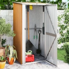 Brauner Gartenschuppen aus verzinktem Stahl, 118,5 x 97 x 209,5 cm von vidaXL, Schuppen - Ref: Foro24-150902, Preis: 161,11 €...