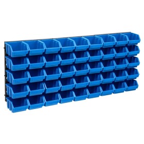 Kit de cajas de almacenaje 48 pzas paneles de pared azul negro