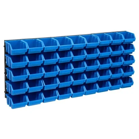 Kit de cajas de almacenaje 48 pzas paneles de pared azul negro de vidaXL, Armarios para herramientas - Ref: Foro24-150805, Pr...