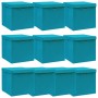 Caja de almacenaje con tapa 4 uds tela azul celeste 32x32x32 cm