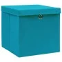 Caja de almacenaje con tapa 4 uds tela azul celeste 32x32x32 cm by vidaXL, Storage baskets - Ref: Foro24-288376, Price: 66,44...