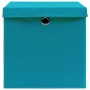 Caja de almacenaje con tapa 4 uds tela azul celeste 32x32x32 cm