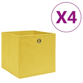 Cajas de almacenaje 4 uds tela no tejida amarillo 28x28x28 cm
