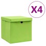 Cajas de almacenaje con tapas 4 uds verde 28x28x28 cm