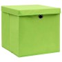 Cajas de almacenaje con tapas 4 uds verde 28x28x28 cm