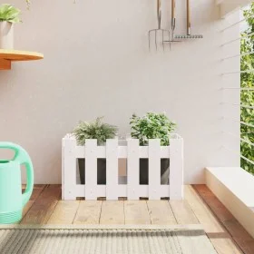 Jardinera diseño de valla madera maciza pino blanca 60x30x30 cm by vidaXL, Pots and planters - Ref: Foro24-832468, Price: 24,...