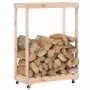 Massiver Kiefernholz-Holzstapelwagen mit Rädern 76,5x40x108 cm. von vidaXL, Brennholztaschen und -halter - Ref: Foro24-832325...