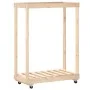 Massiver Kiefernholz-Holzstapelwagen mit Rädern 76,5x40x108 cm. von vidaXL, Brennholztaschen und -halter - Ref: Foro24-832325...