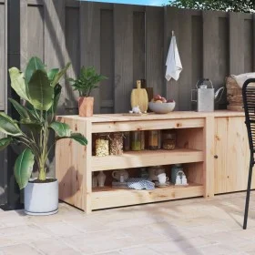 Massives Kiefernholz-Außenküchenmöbel 106x55x64 cm von vidaXL, Küchenschränke - Ref: Foro24-832333, Preis: 125,15 €, Rabatt: %