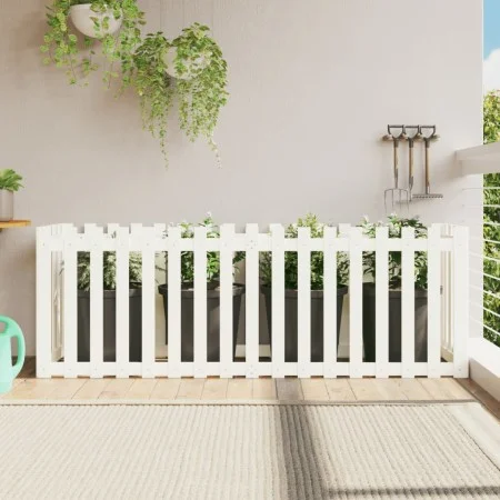 Arriate elevado jardín con valla madera pino blanco 200x50x70cm de vidaXL, Maceteros y jardineras - Ref: Foro24-832513, Preci...