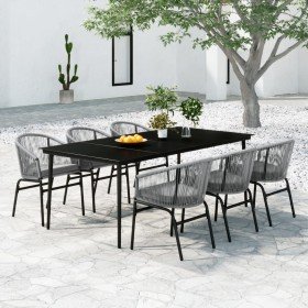 Juego de comedor de jardín 7 piezas ratán sintético gris en Conjuntos de jardín | Comprar online en Foro24