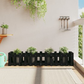Arriate elevado jardín con valla madera pino negro 150x30x30cm by vidaXL, Pots and planters - Ref: Foro24-832489, Price: 42,5...
