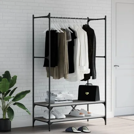 Perchero con estantes madera de ingeniería Sonoma gris by vidaXL, Dresser Organizers and Bar Hangers - Ref: Foro24-834203, Pr...