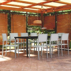 Juego de comedor para jardín 9 piezas blanco