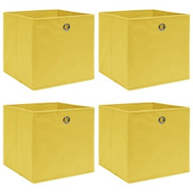 Cajas de almacenaje 4 uds tela amarillo 32x32x32 cm