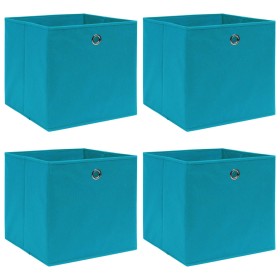 Cajas de almacenaje 4 uds tela azul celeste 32x32x32 cm