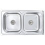 Doppelbeckenspüle mit Edelstahlsieb und Siphon von vidaXL, Sinkt - Ref: Foro24-145074, Preis: 143,51 €, Rabatt: %