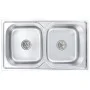 Fregadero de doble seno con colador y sifón de acero inoxidable de vidaXL, Fregaderos - Ref: Foro24-145074, Precio: 130,95 €,...