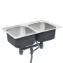Fregadero de doble seno con colador y sifón de acero inoxidable de vidaXL, Fregaderos - Ref: Foro24-145074, Precio: 130,95 €,...