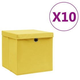 Cajas de almacenaje con tapas 10 uds amarillo 28x28x28 cm