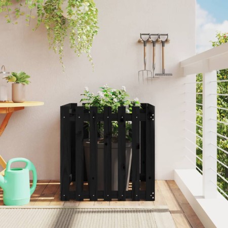Fence design planter solid black pine wood 70x70x70 cm by vidaXL, Pots and planters - Ref: Foro24-832464, Price: 47,67 €, Dis...