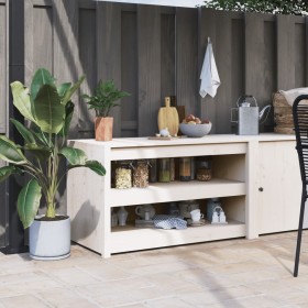 Mueble de cocina exterior madera maciza pino blanco 106x55x64cm