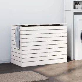 Wäschekorb aus massivem weißem Kiefernholz, 88,5 x 44 x 66 cm von vidaXL, Wäschekörbe - Ref: Foro24-832320, Preis: 118,73 €, ...