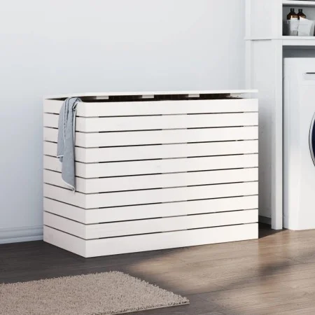 Wäschekorb aus massivem weißem Kiefernholz, 88,5 x 44 x 66 cm von vidaXL, Wäschekörbe - Ref: Foro24-832320, Preis: 118,73 €, ...