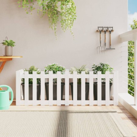 Raised garden bed with white pine wood fence 150x50x50cm by vidaXL, Pots and planters - Ref: Foro24-832493, Price: 55,01 €, D...