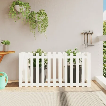 Raised garden bed with white pine wood fence 150x50x70cm by vidaXL, Pots and planters - Ref: Foro24-832498, Price: 63,56 €, D...