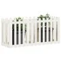 Raised garden bed with white pine wood fence 150x50x70cm by vidaXL, Pots and planters - Ref: Foro24-832498, Price: 63,56 €, D...